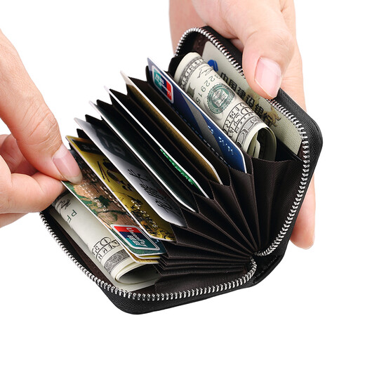 Williampolo Kaiser Paul Card Bag Herren-Mini-Münzbrieftasche Kurzes echtes Lederkarten-Tasche Multi-Card-Lizenz-Lizenz-Bankkarte Blaues Kreuz Muster Blaues Kreuz Muster