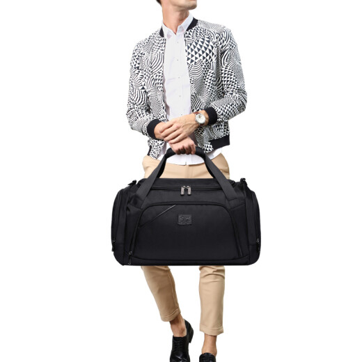 Septwolves travel bag, men's and women's travel bag, multifunctional large-capacity luggage bag, portable fitness bag, black