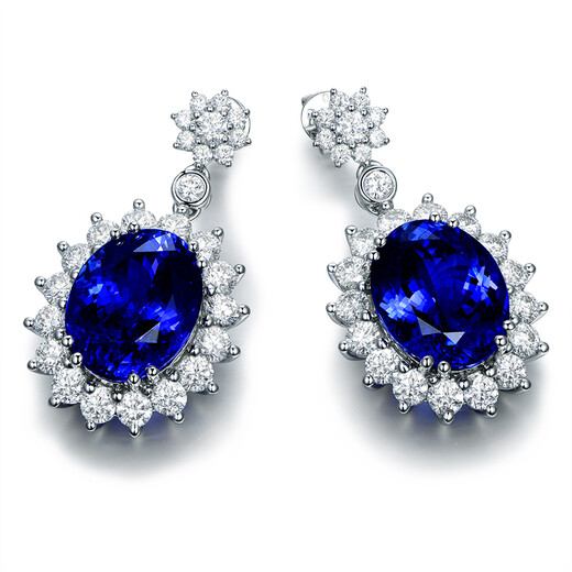 Millai Jewelry Natural 5A Grade Tanzanite Earrings 18K Gold Colored Gemstone Earrings Luxurious Earrings Earrings Women's Gift 15 Working Days Advanced Customization 19.85 Carats