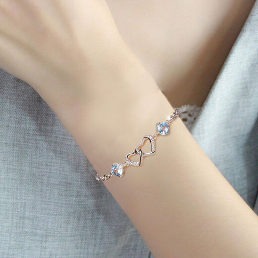 JOLEE Bracelet Women's Topaz S925 Silver Colored Gemstone Love Jewelry Simple Light Luxurious Holiday Gift for Women