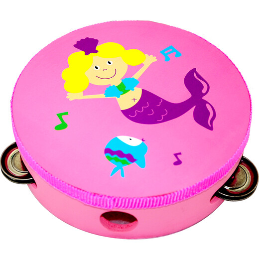 Net Tong Qibei Children's Xinjiang Dance Props Orff Professional Percussion Instrument Hand-drumman Tambourine Le Kindergarten Teacher Use 14.5cm Blue Dolphin