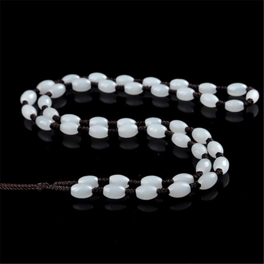 Zhennuo hand-woven bead chain pendant lanyard jade pendant crystal jade pendant rope men and women necklace rope pendant rope rice beads brown rope