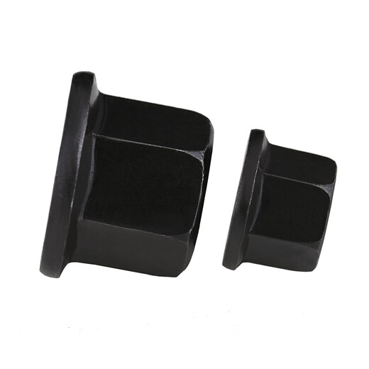 Flange nut with pad, hexagonal flange surface, high nut pressure plate female, blackened, hardened, heightened and thickened, mold screw cap M16 2 pieces