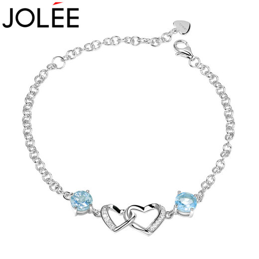 JOLEE Bracelet Women's Topaz S925 Silver Colored Gemstone Love Jewelry Simple Light Luxurious Holiday Gift for Women