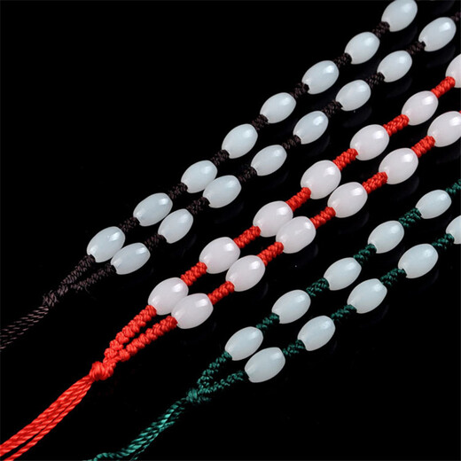 Zhennuo hand-woven bead chain pendant lanyard jade pendant crystal jade pendant rope men and women necklace rope pendant rope rice beads brown rope