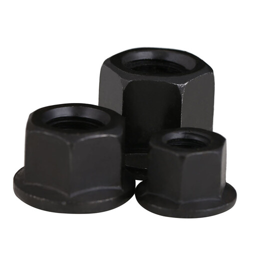 Flange nut with pad, hexagonal flange surface, high nut pressure plate female, blackened, hardened, heightened and thickened, mold screw cap M16 2 pieces
