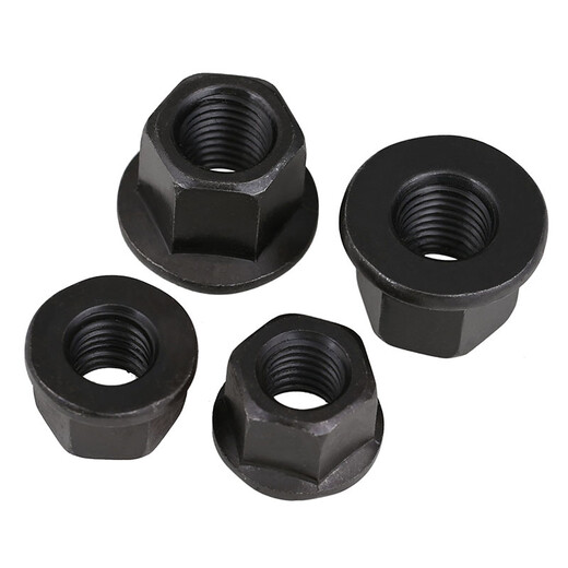 Flange nut with pad, hexagonal flange surface, high nut pressure plate female, blackened, hardened, heightened and thickened, mold screw cap M16 2 pieces