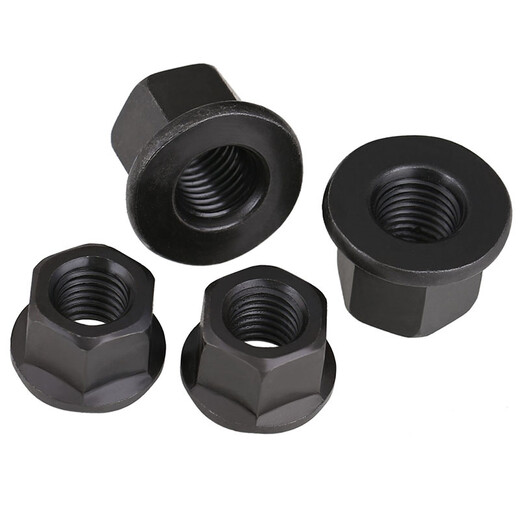 Flange nut with pad, hexagonal flange surface, high nut pressure plate female, blackened, hardened, heightened and thickened, mold screw cap M16 2 pieces