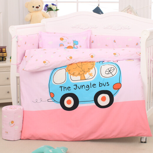 Elepbaby eight-piece bedding set, baby bedding set, removable and washable bed sheet, quilt cover, quilt core, pillowcase and pillow core (car expert powder)