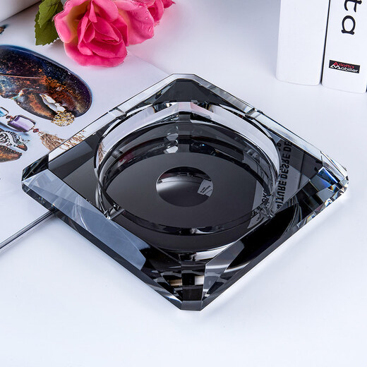 
Jingbufan Crystal glass ashtray fashion creative personalized gift large custom ashtray living room European ashtray golden style 15cm