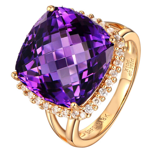 Schrofidi 10 carat amethyst ring 18K gold inlaid with diamonds and colored gemstones jewelry. Custom-made and shipped within 9 days. Custom-made, please leave a message for the size of the photo.
