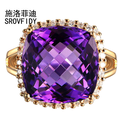 Schrofidi 10 carat amethyst ring 18K gold inlaid with diamonds and colored gemstones jewelry. Custom-made and shipped within 9 days. Custom-made, please leave a message for the size of the photo.