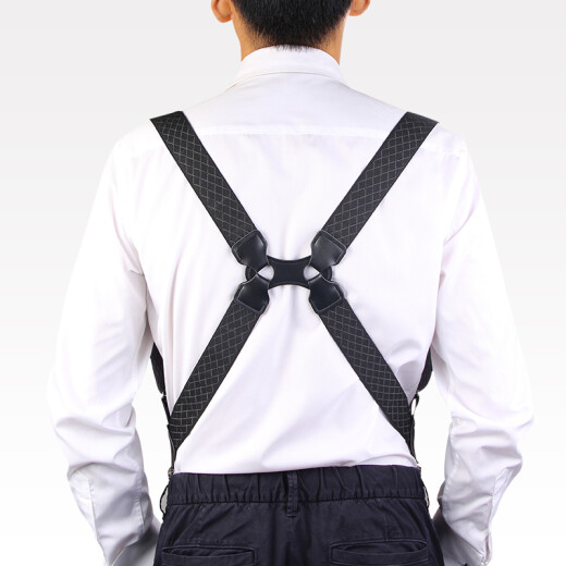 IFSONG Meisong men's suspenders trousers suspenders clip side clip X-shaped pants suspenders fat adult elastic suspenders black diamond check SUS105A