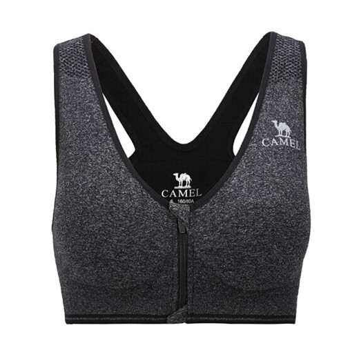 CAMEL Sports Bra Running Yoga Sports Fitness Bra Women's Knitted Vest Black Linen Gray S