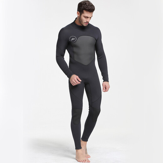 SBART 3MM wetsuit thickened warm swimsuit winter outdoor snorkeling one-piece long-sleeved wetsuit jellyfish suit winter swimsuit black XXL