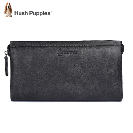 暇步士（Hush Puppies）手拿包男真皮手抓包头层纯牛皮手包男士夹包大容量钱包信封包男包 黑色双色纹