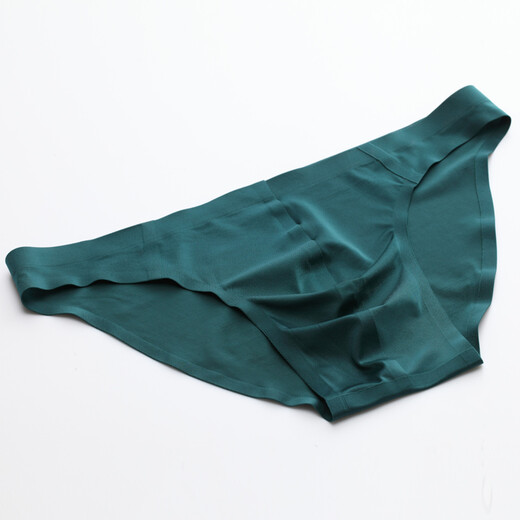 Mengbang mercerized seamless ice silk couple underwear men's triangle women's thong sexy temptation one-piece underwear men's pine green L (165/95)