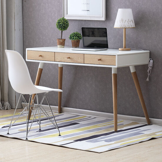 Meirunqi Nordic White Lacquered Computer Desk Japanese Style Desk