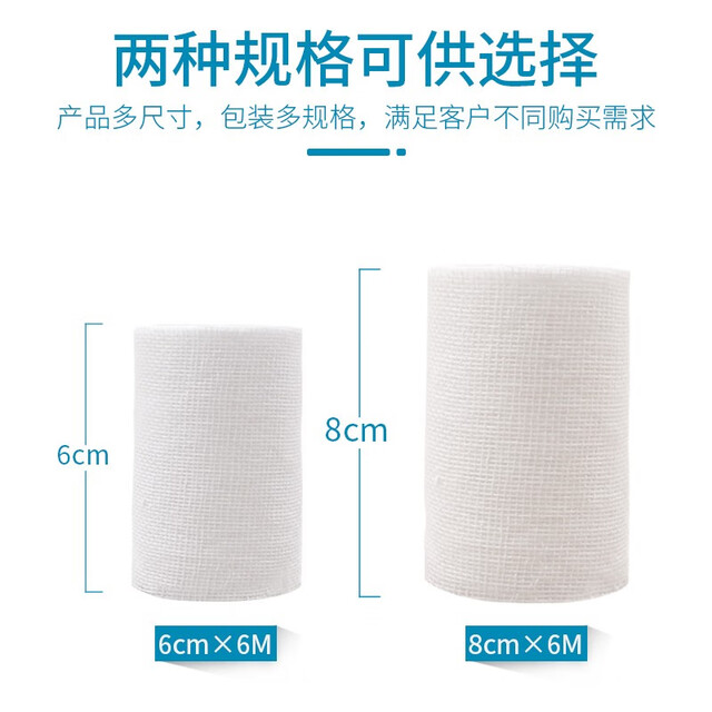 Lanluo medical gauze bandage 6cm*6m*2 rolls disposable absorbent cotton gauze roll wound breathable gauze mesh bandage