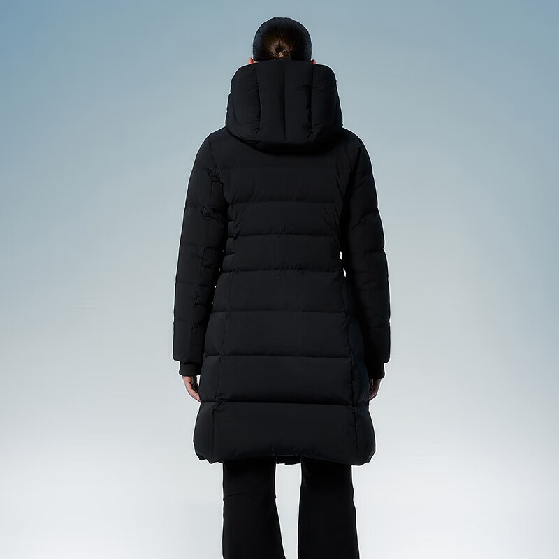 Tambor goose down jacket women's mid-length removable hood waist thickened warm black gold down jacket 550790D energy black 170