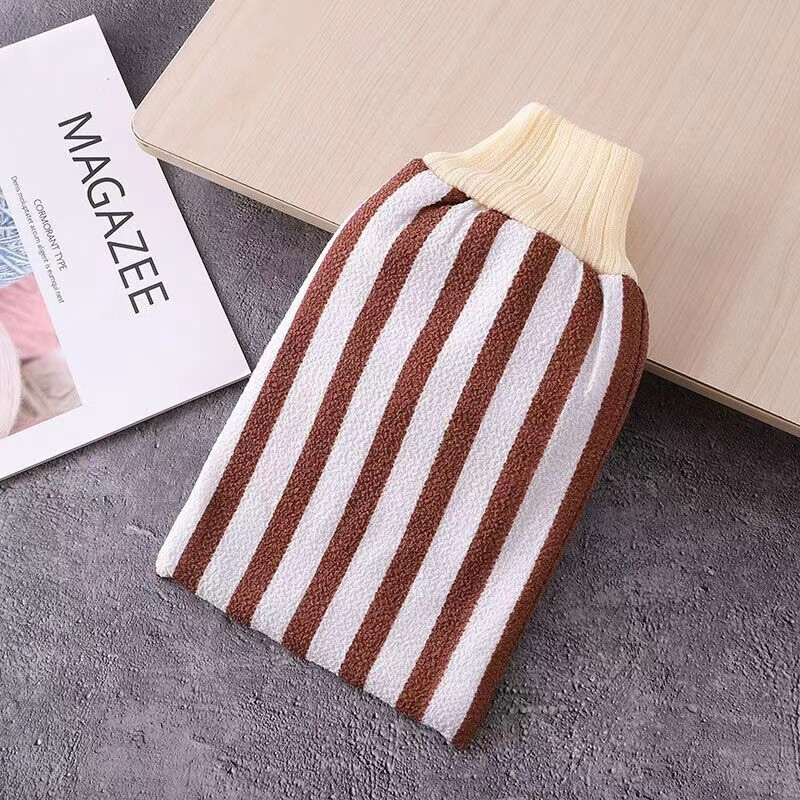 Hezi bath towel, men's and women's bath towel artifact, bath towel gloves, back towel, mud bath artifact, coarse sand bath towel, striped red (1 piece)