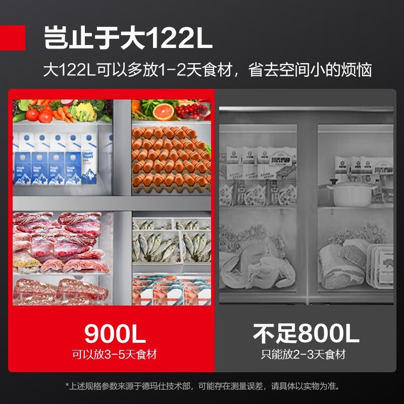 DEMASHI four-six-door freezer commercial display cabinet refrigerated vertical freezing and fresh-keeping cabinet kitchen stainless steel refrigerator large capacity tall electric freezer commercial large capacity large freezer dual temperature four doors丨900L upper refrigeration and lower freezing BG-900Z-4WC