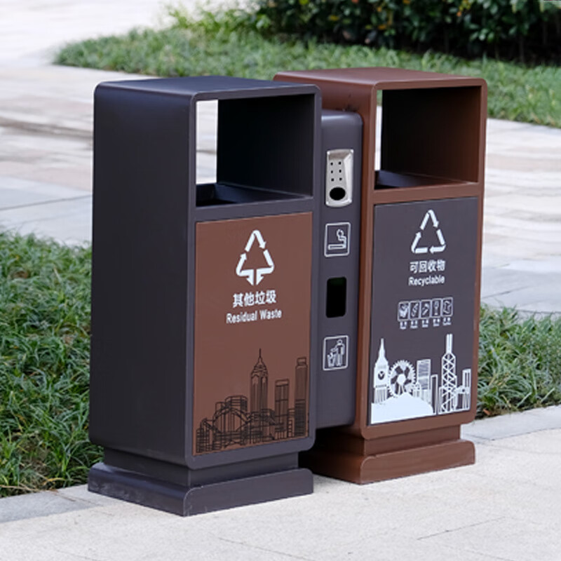 Maixiang sanitation outdoor trash can 201 stainless steel two categories customized new national standard sanitation peel box large commercial trash can outdoor park scenic spot property shopping mall