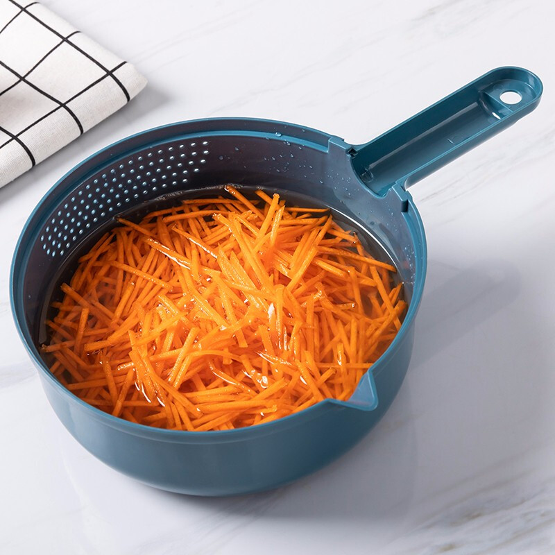 Meizhikou Kitchen Cutting Tool Potato Shredding Tool Household Grater Multifunctional Vegetable Cutting and Fruit Slicing Machine Nordic Blue Enjoy Hand Protector