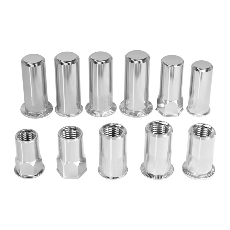Bingneng 304 stainless steel rivet nut flat head cylindrical pull cap light body small countersunk head blind hole rivet nut half hexagonal flat head internal and external semi-hexagonal through hole M4*11-10 pcs