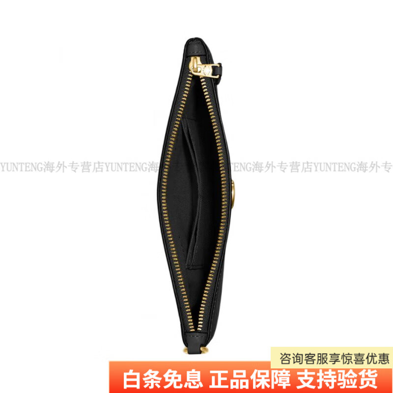 COACH Wristlet 19 Printed Logo Leather Wallet Small Women's Black Black