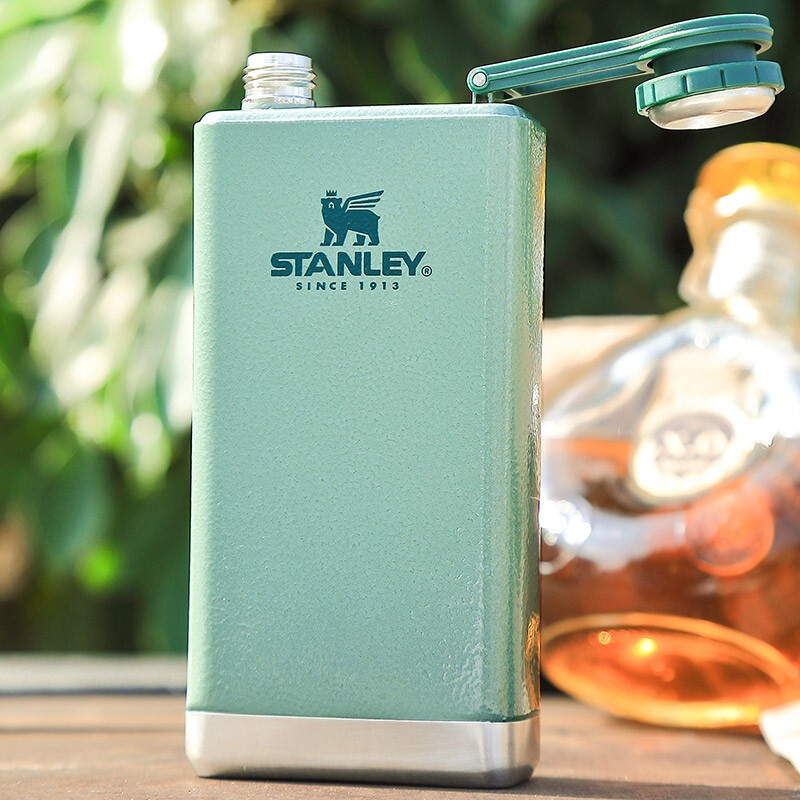 STANLEY304 Stainless Steel Flask Portable Retro Flat Liquor Liquor Set Wine Bottle Outdoor Wine Bottle Portable Gift Adventure Small 3 Liang-Green 148ml