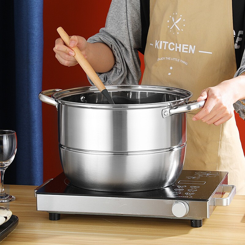 RAEUO stainless steel double-layer multi-purpose steamer 30cm double-layer steamer