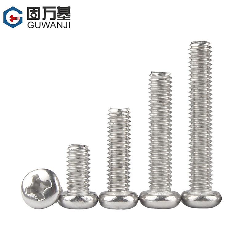 Guwanji 304 stainless steel cross round head screw machine screw pan head bolt switch socket screw round head machine screw M4x10 50 pieces
