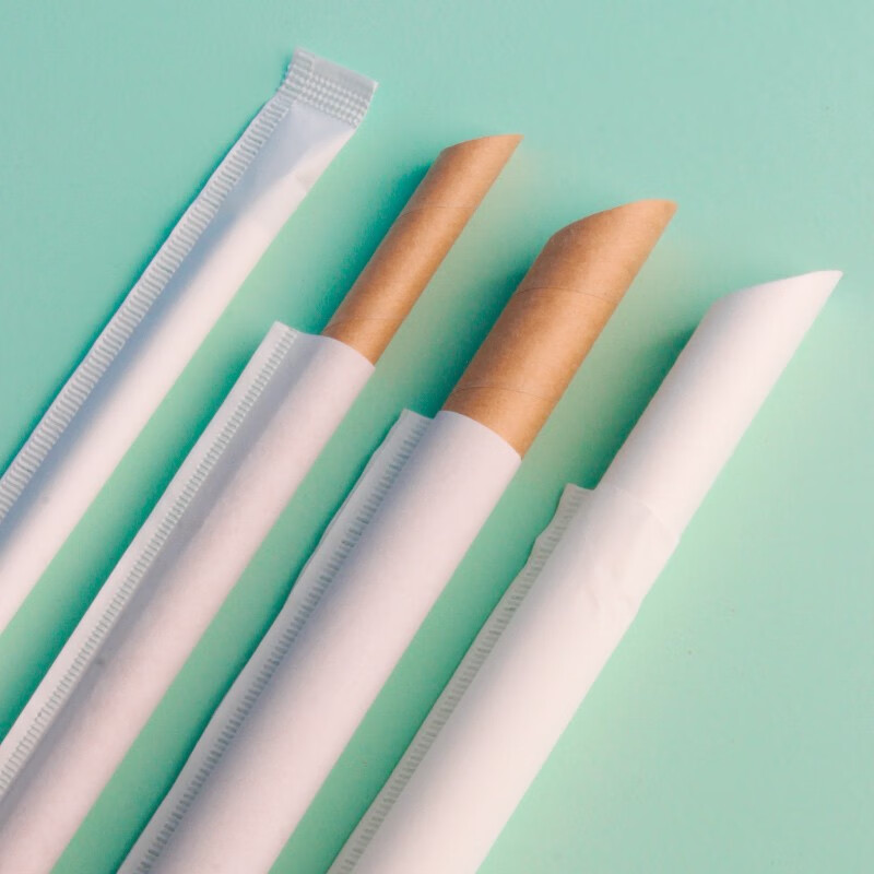 Park Jing disposable single individually packaged beverage pearl milk tea straws large bold biodegradable paper straws paper straws for pregnant women and children 8x197 kraft color paper straws 100 pieces (individually packaged)