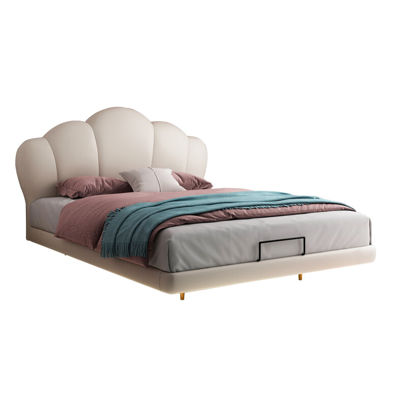 De RUCCI Children's Bed Suspended Bed Solid Wood Silicone Soft Cover Girls Princess Bed Teenage Boys Bed Pink 1.5*2 Meters