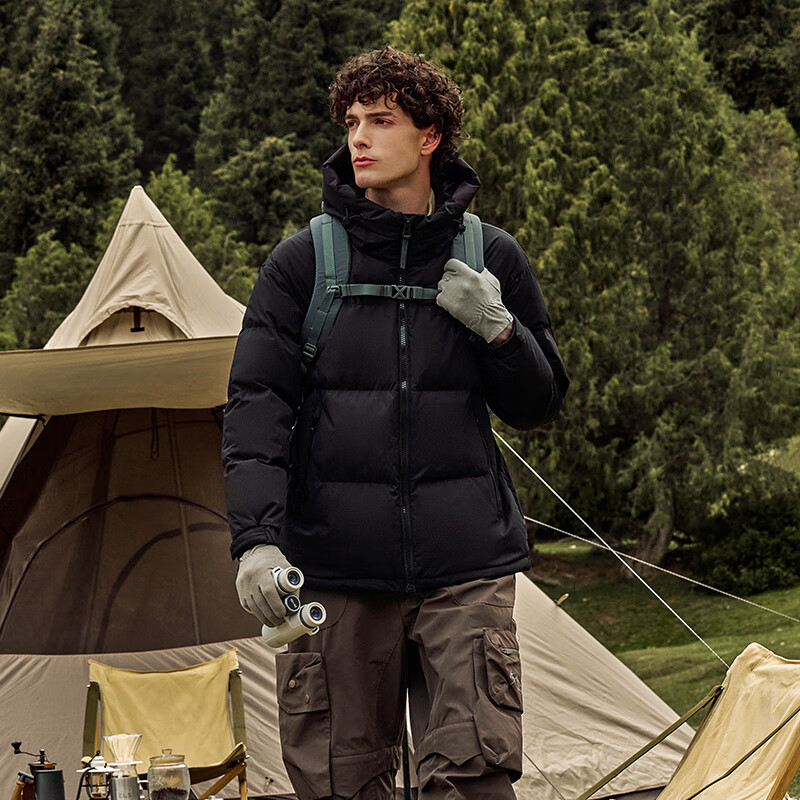 Tambor down jacket duck down men's hooded bread coat short silhouette outdoor casual warm windproof thick coat