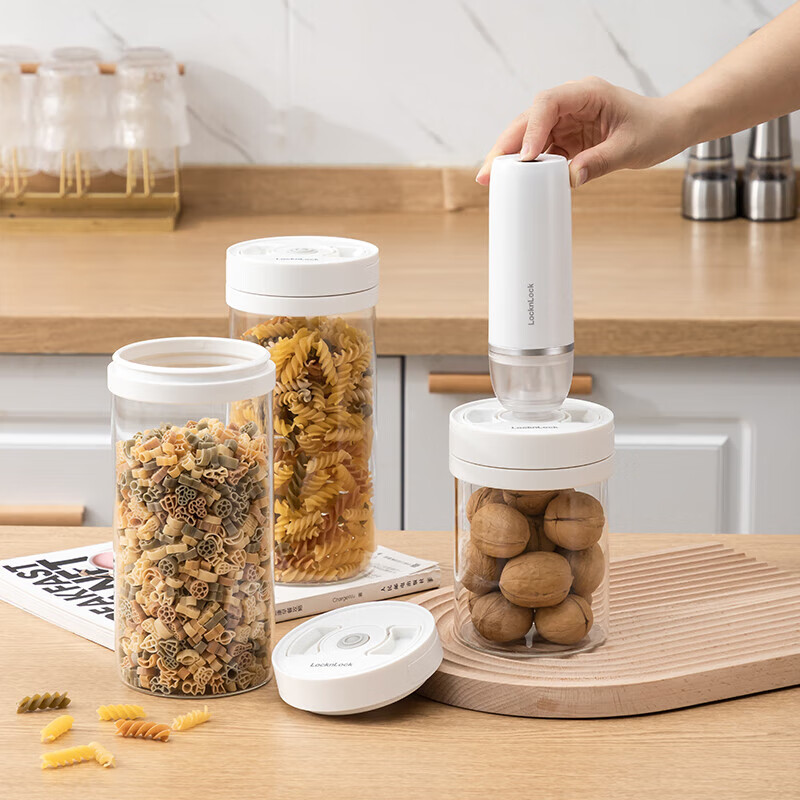 LOCK&LOCK Vacuum Moisture-Proof Glass Milk Powder Coffee Powder Tea Jar Refrigerator Storage Jar Transparent 1.3L