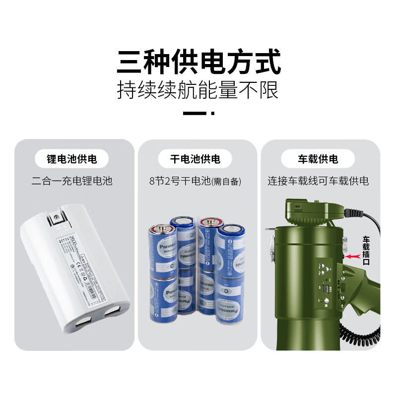 Thunder King CR-87 50W high-power speaker amplifier speaker handheld megaphone recording 240 seconds publicity USB tweeter military green official standard + 2600 mAh lithium battery