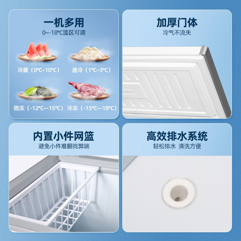 Nanjiren small freezer household small frozen fresh-keeping mini refrigerated commercial horizontal freezer single-use breast milk storage cabinet first-class energy efficiency commercial large capacity 158 liters single temperature micro-frost energy saving storage 150 pounds of meat 158L