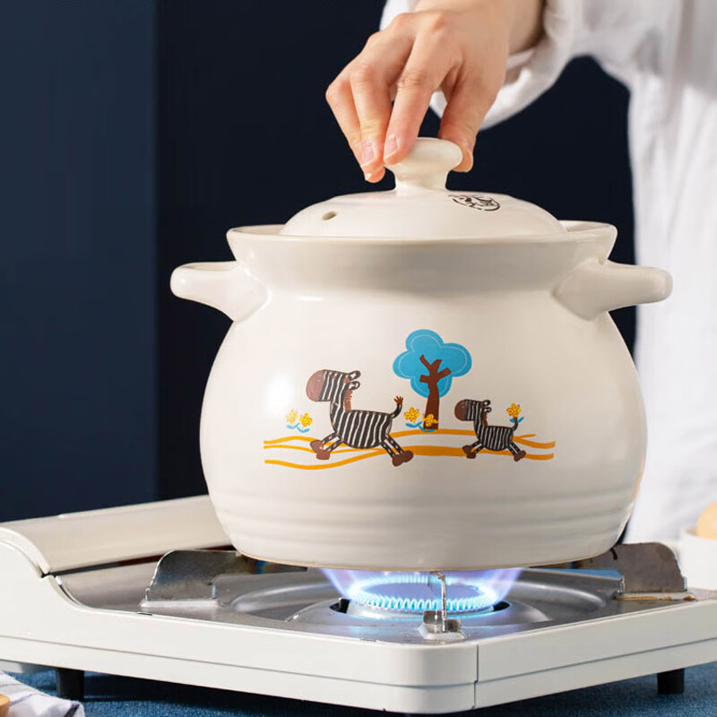 Clay pottery small zebra Ruyi soup pot 4600ml glaze color casserole open fire Chinese medicine stew pot soup pot same style as Sister Lotus