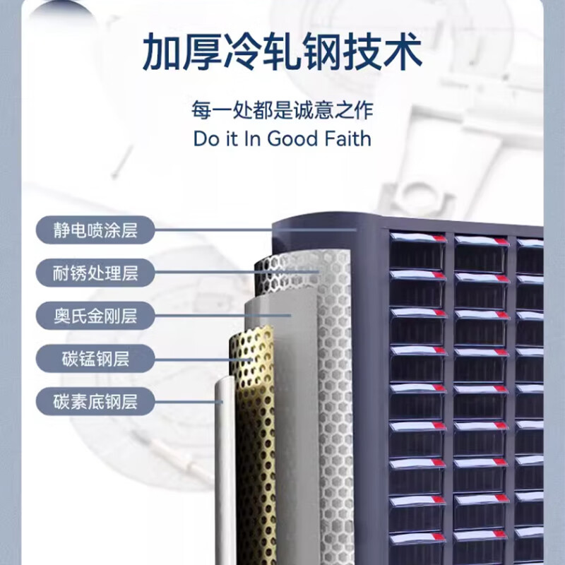 Kingdon parts cabinet electronic components cabinet parts box storage box screw box component box storage cabinet 100 drawers transparent with door