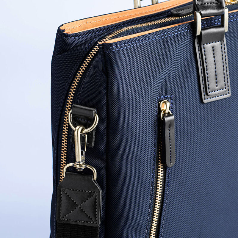 SANWA Japan-made computer bag, handbag, commuter business briefcase, large-capacity shoulder bag, trendy men's bag, dark blue 13-14 inches