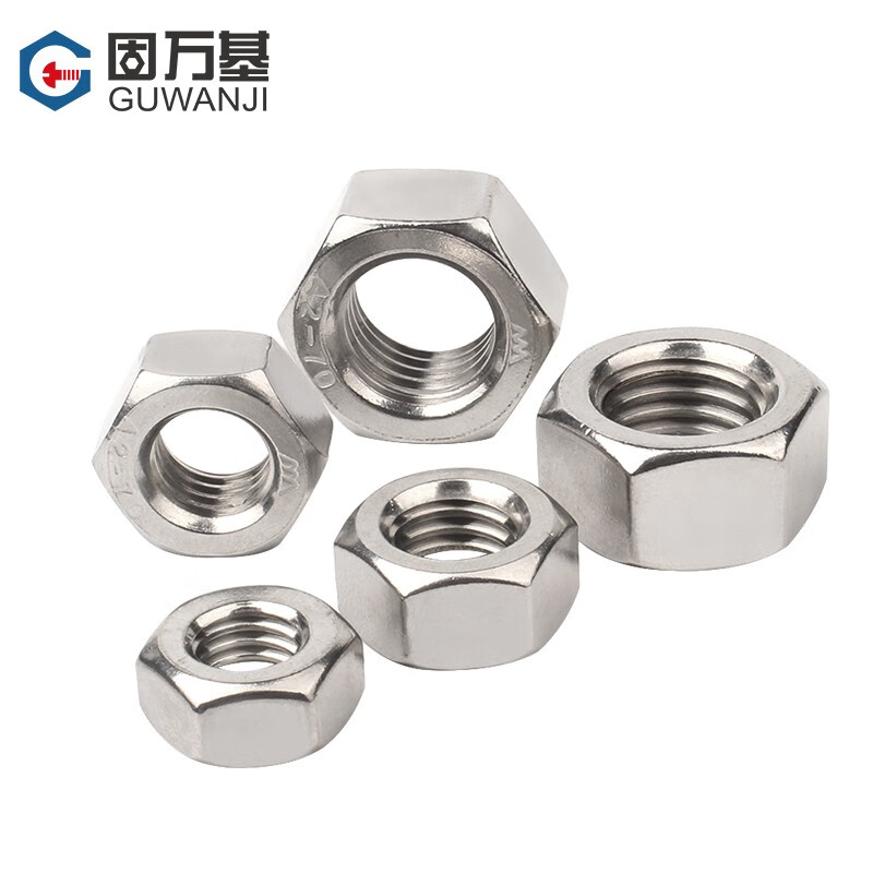 GUWANJI 304 stainless steel hexagonal nut 316L hexagonal nut 201 screw nut bolt set DIN934 national standard 304 material M3 (100 pieces)