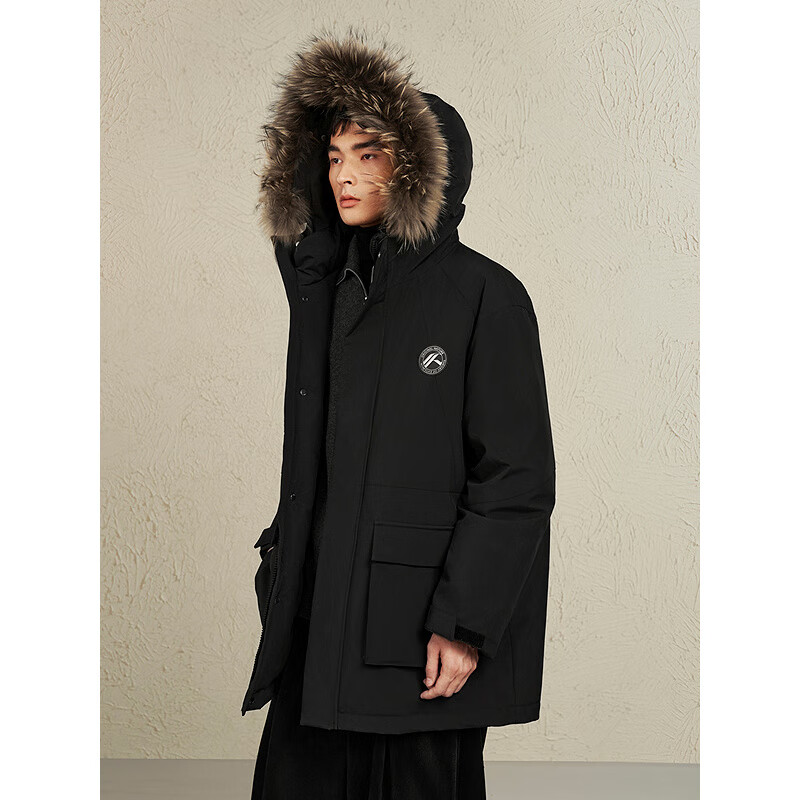 GXG Men's Three-Proof/Heat Storage Parker Down Jacket Men's Jacket 24 Winter New Product Black 175/L