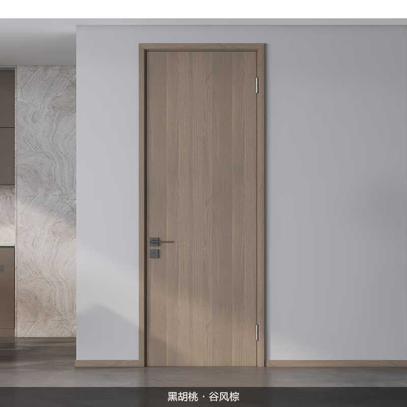 Mengtian Woodwork Water-lacquered wooden door Interior door Bedroom door Plain 4P61 Whitewashed Autumn Fragrance