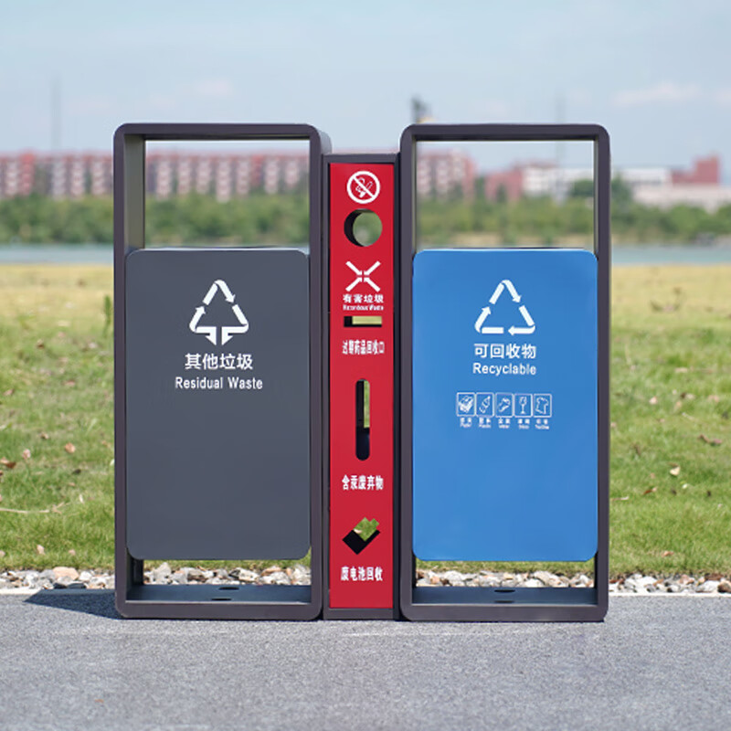 Maixiang sanitation outdoor trash can 201 stainless steel two categories customized new national standard sanitation peel box large commercial trash can outdoor park scenic spot property shopping mall