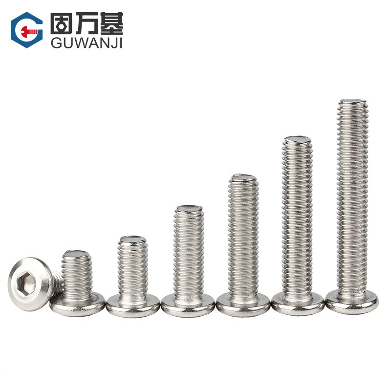 Guwanji 304 stainless steel beveled large flat head hexagonal screws beveled flat round head furniture screws countersunk head bolts national standard M6x20 10 pieces