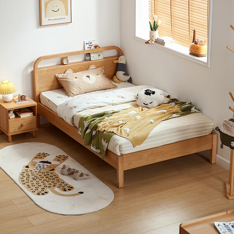 Lin's home bed children's bed girl boy bed log style bedroom small apartment single bed 1.2 meters bed KN4A