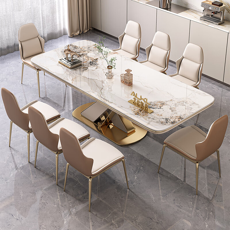 Ellen Kelly light luxury island dining table and tea table integrated retractable home high-end restaurant multi-functional slate dining table and chair combination 1.8M retractable high-end island dining table