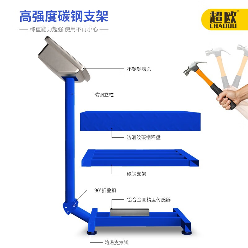 Ultra-European weighing electronic scale, commercial platform scale, accurate gram scale, stall floor-standing vegetable selling scale, express scale, foldable electronic scale, household weight scale, supermarket fruit scale, 150 kg, all-steel meter, LCD black lettering, thickened bracket 30*40